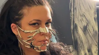 Steam punk face mask heavy smoking, only nose exhales