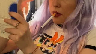 Power puff smoking girl, making my unicorn hair smoky