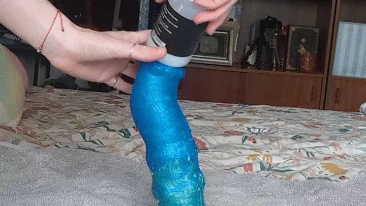 Blue L Minotaur Bad Dragon Dildo Fucking