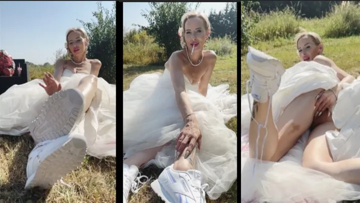 Chain smoking bride- pov your bride smokes for u in wedding dress and white sneakers Eve 120