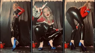 Your sexy leather Queen smokes marlboro 100 in high heels while u sit on the floor like a good dog