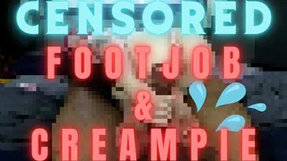 Censored Footjob and Creampie