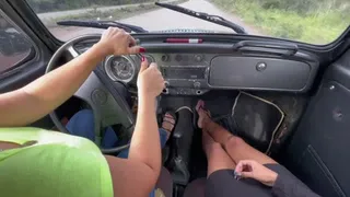 Barbara and her step-daughter Dalilah go Christmas shopping in the VW Beetle