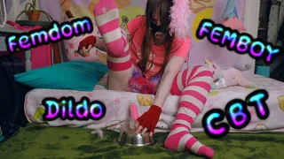 | Femdom femboy dildo cbt!