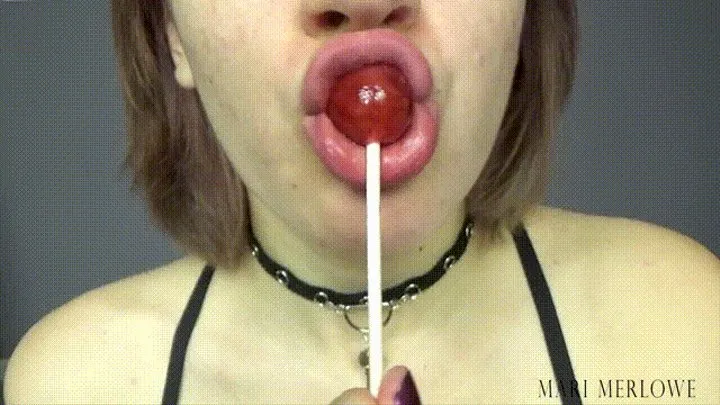 Lollipop Sucker Lick Suck and Eat Close Up - Mari Merlowe