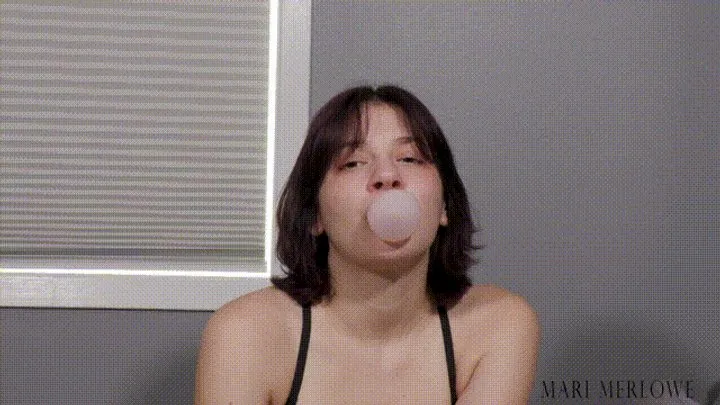 Large Bubble Gum Bubble Blowing Attempt - Mari Merlowe