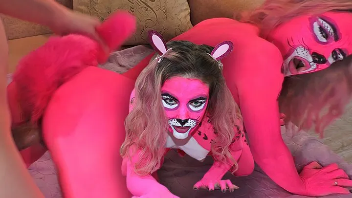 Fucking bitch Pink Panther gets fucked doggy style after blowjob