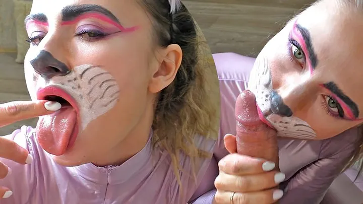 Horny bunny dress up suckingKINK testicles sucking cock swallowing cum TREAT