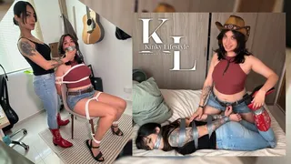 Simona & Mara: Ranch Rival Step-Sisters (PVC Vinyl Tape Bondage, Wrapgag, Rope Bondage, Roleplay, Role Reversal, Soap Opera, Wrist Watch, Sandals, Cowboy Boots, Tight Jeans, Denim Skirt, Struggling, Chair Tied, Bed)