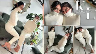 Home Invasion Tales: Simona & Mara Microfoam Mummification (Tapegag, Lip Imprint, Hands Imprint, Barefoot, Big Eyes, Roleplay, Struggling, Hopping)