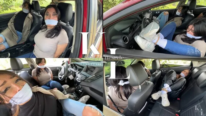 Undercover Investigators Caught in Car - Simona & Mara try Rescuing Luana (Sneaker Fetish, Sock over Pants, New Balance, OTM Gag, Crossed Limbs, RolePlay, Struggling)