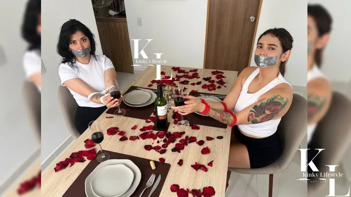 Saint Valentine's Special 2024: Sporty Luana & Simona Caught for Dinner (POV, OnScreen Gag, Duct Tape Gag, Rope Bondage Sneakers, White Crew Socks, Shorts, TankTop)