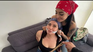 Mara Wheedels Simona for some Bandana Gag Fun (Headkerchiefs, Cleavegag, Stuffing, OTM)