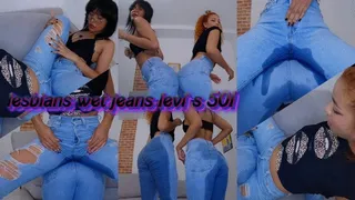 LESBIANS WET JEANS LEVI`S 501