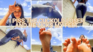 I PISS THE CUCKOLD LOSER AND HE LICKS MY FEET