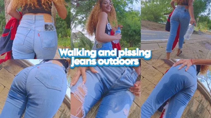 WALKING AND PISSING JEANS OUTDOORS