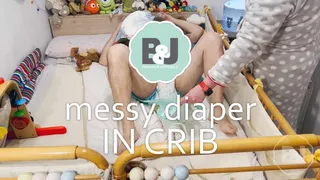 Messy diaper in crib
