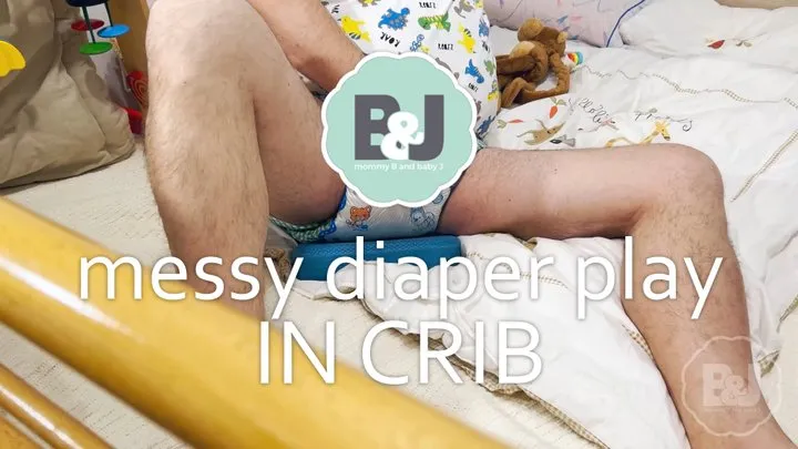 Messy diaper playing in crib