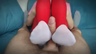 Red pantyhose and white ped socks - Hot fetish video