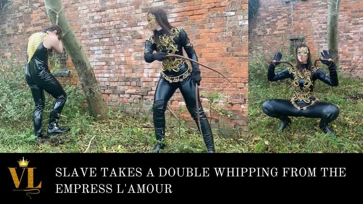 SLAVE TAKES A DOUBLE WHIPPING FROM THE EMPRESS L'AMOUR