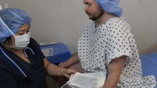 Doctor performs critical care tease, breath play, and milking