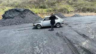 Barbara does a practice of burning rubber and strong acceleration