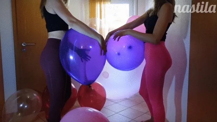 2 girls nail popping crystal balloons