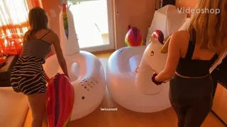 2 girls vs 2 unicorns
