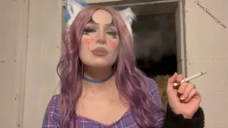 Clown Girl Smokes and Spits for You up Close