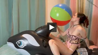 Inflate and Sit to Pop Beach Ball while Humping Inflatable Whale (BTP Attempt)