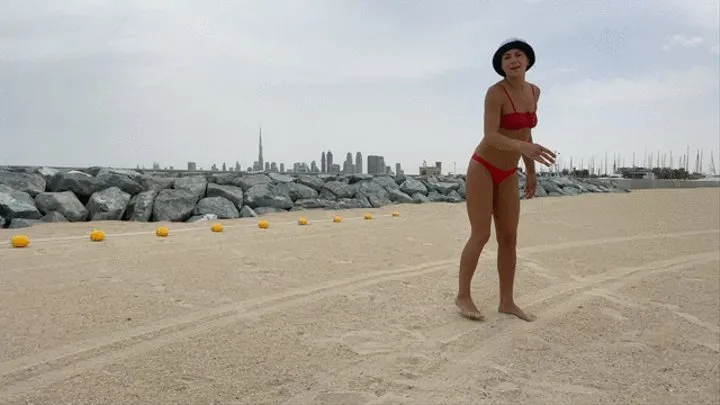 Vika in Dubai on the beach in bikini 2