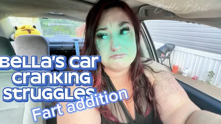 Gassy BBW Car Cranking Struggles: Car Won't Start, Flirty Tease with a Farting Twist