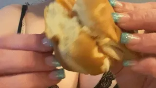 Bbw in Lingerie Eating a Dry Sandwich -half in slow motion