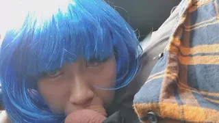ThaiNymph Blue Hair Car Blowjob
