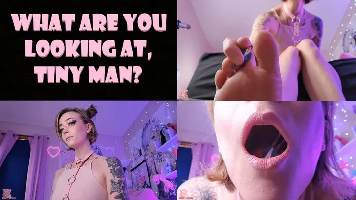 What Are You Lookin at, Tiny Man? Giantess Teases and Licks You