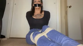 Toe tied and tape gagged
