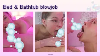 Hot, wet, and sloppy blowjob in bed and bath????????