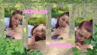 Outside blowjob with cum in mouth