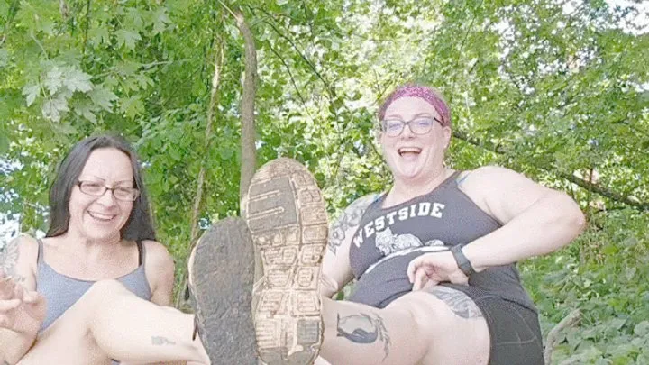 Goddess Lizzie & Goddess Var explore with Muddy Feet