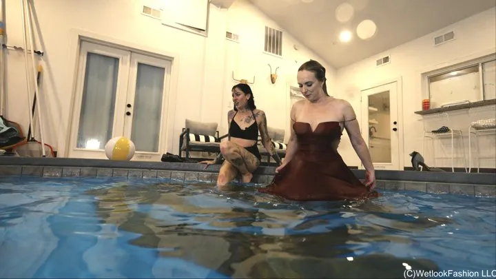 Lexie and Mandi swim after the Party