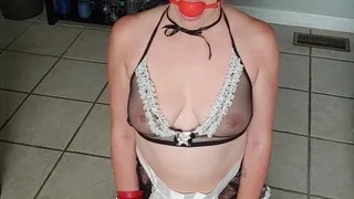 Maid Does Chores Cuffed and Gagged