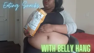 Eating Snacks While My Big Round Belly Hangs | featuring: Ebony BBW ASMR Food Stuffing Big Belly SSBBW Crunching Food Noises