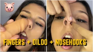 Fucking my Nose With My Dildo + Fingers + Nosehooks