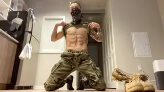 Military Man Oiled Up POV Cocky Muscle Hunk Strip Tease Masturbation Dirty Talk Stripping And Jerking Off