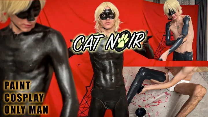 Cat Noir Latex Paint only boy cosplay painting body art