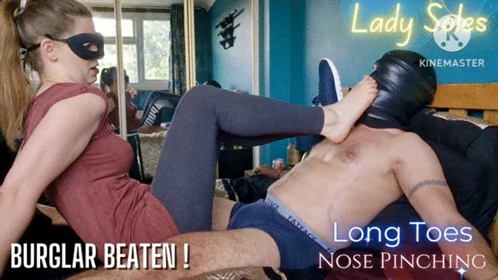 Burglar Beaten! Long Toes Nose Pinching Part 1