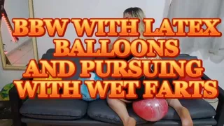 Mistress Atenna Shelby Bursting her submissive's latex balloons with farts and big ass