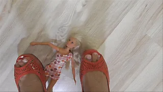 Trying to crush the doll!