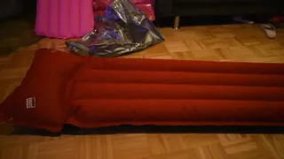 Cristinella crush her old used inflatable rubber cotton Airbed with her sexy legs and black boots