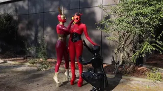 Shiny rubberdolls outdoor